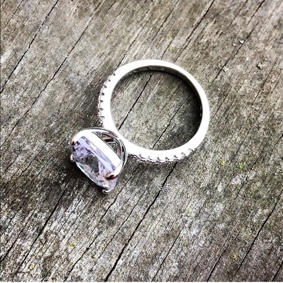 Large 5.62ct Cushion Cut Solitaire Zircon Diamond Ring With Zircon Diamond Band - Picture 8 of 10